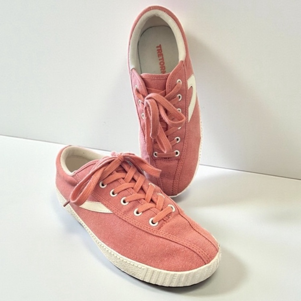 Tretorn Pink Canvas Low-Top Sneakers with White Accent